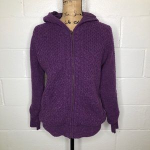 Ireland’s Eye Wool Cashmere Zip Sweater Hood Small